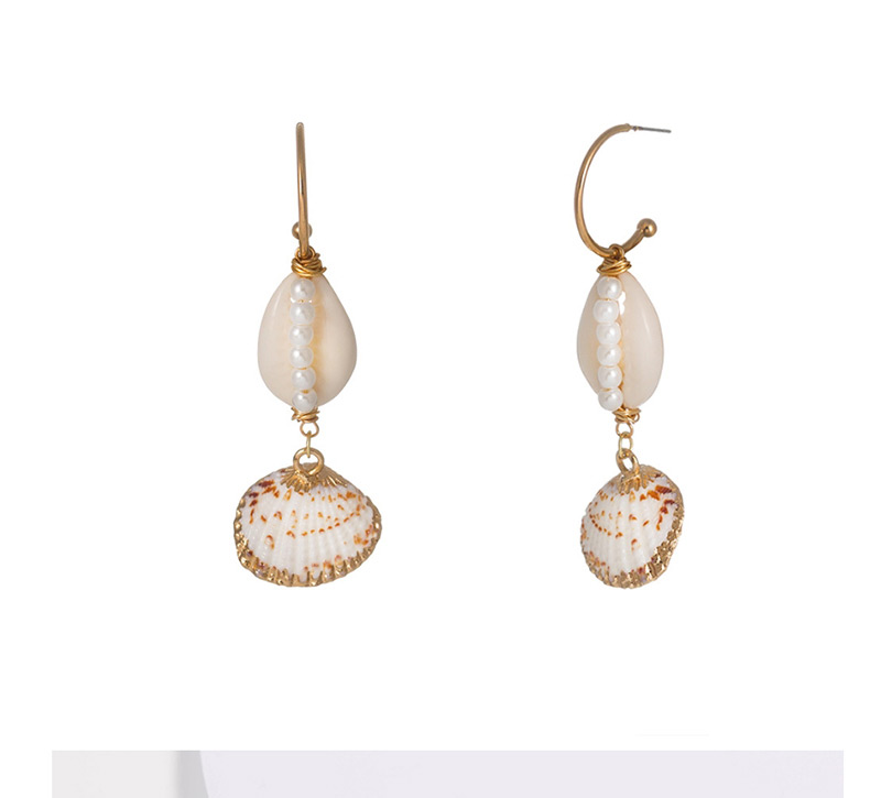Fashion Gold C-shaped Natural Shell Pearl Earrings,Drop Earrings
