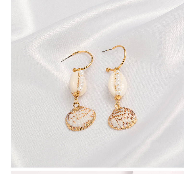 Fashion Gold C-shaped Natural Shell Pearl Earrings,Drop Earrings