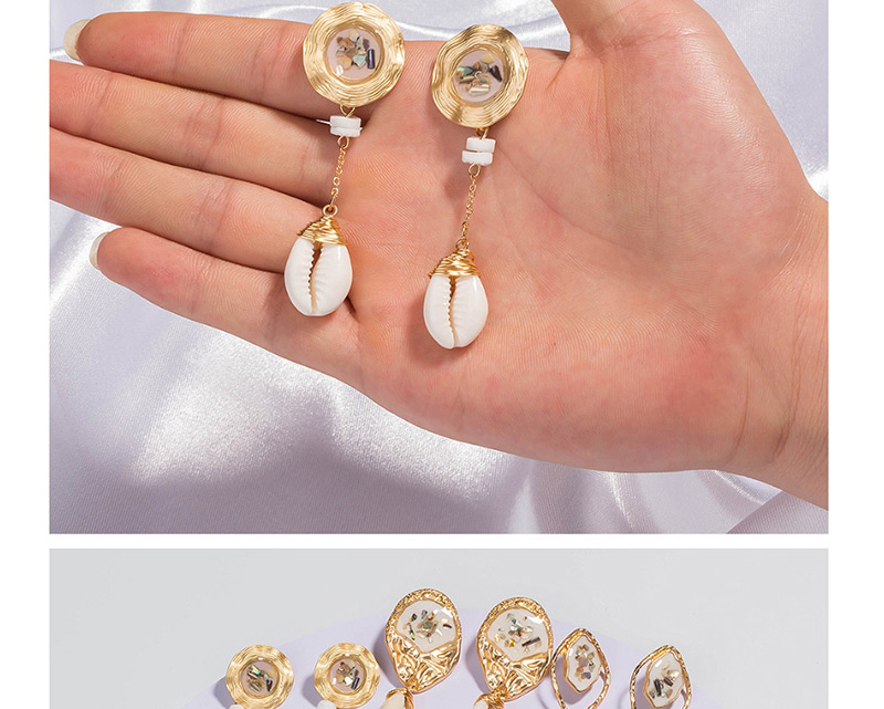 Fashion Gold Drops Of Oil Shells Wrapped In Natural Shell Earrings,Drop Earrings