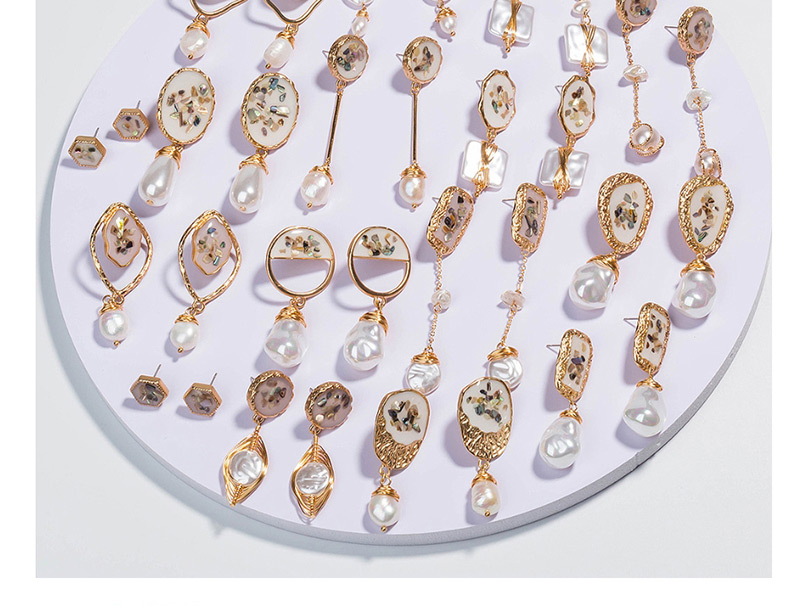Fashion Gold Drop Oil Shell Natural Stone Earrings,Drop Earrings