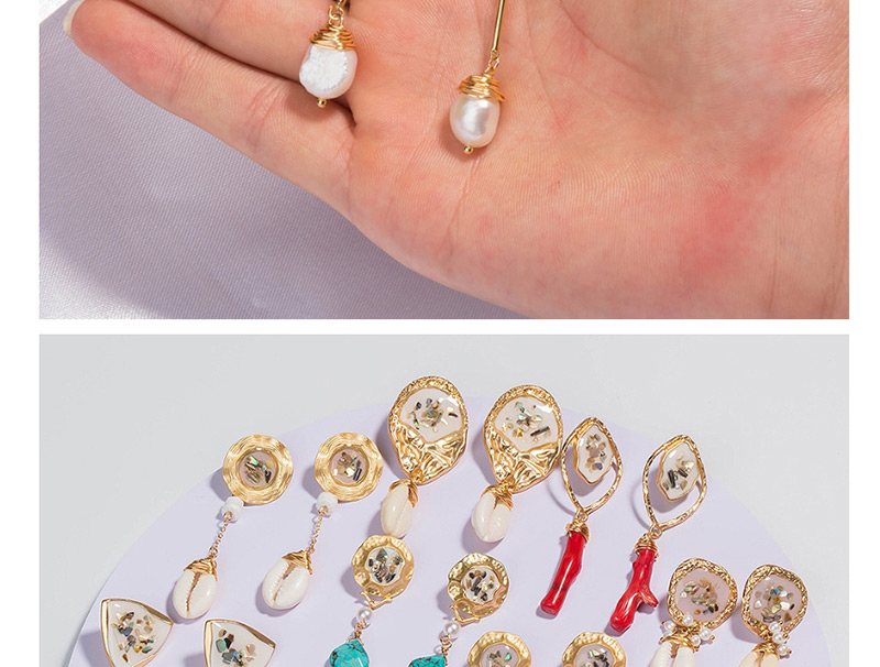 Fashion Gold Drop Oil Shell Natural Stone Earrings,Drop Earrings