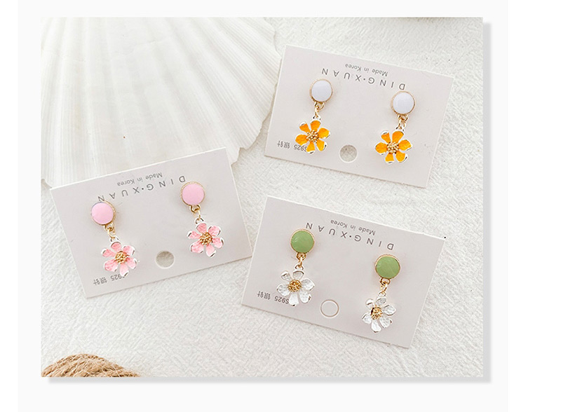 Fashion Pink Flower  Silver Flower Earrings,Drop Earrings
