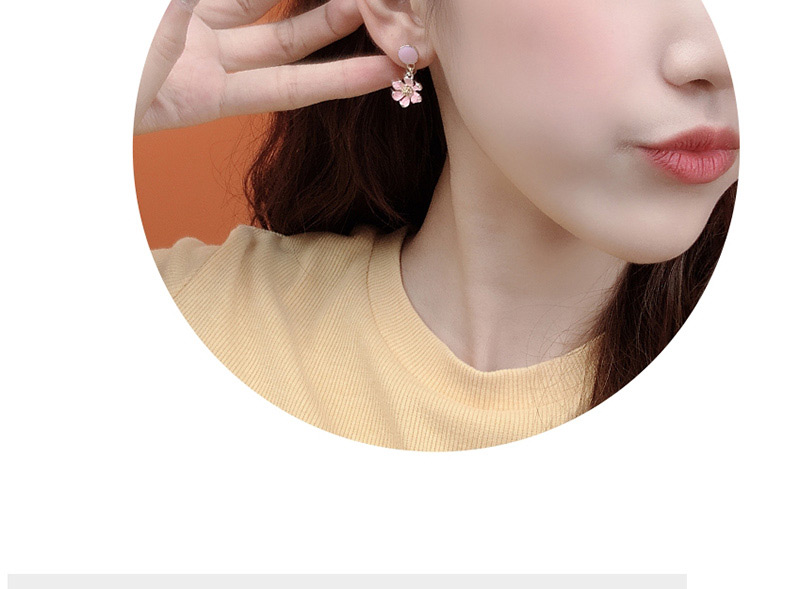 Fashion Pink Flower  Silver Flower Earrings,Drop Earrings