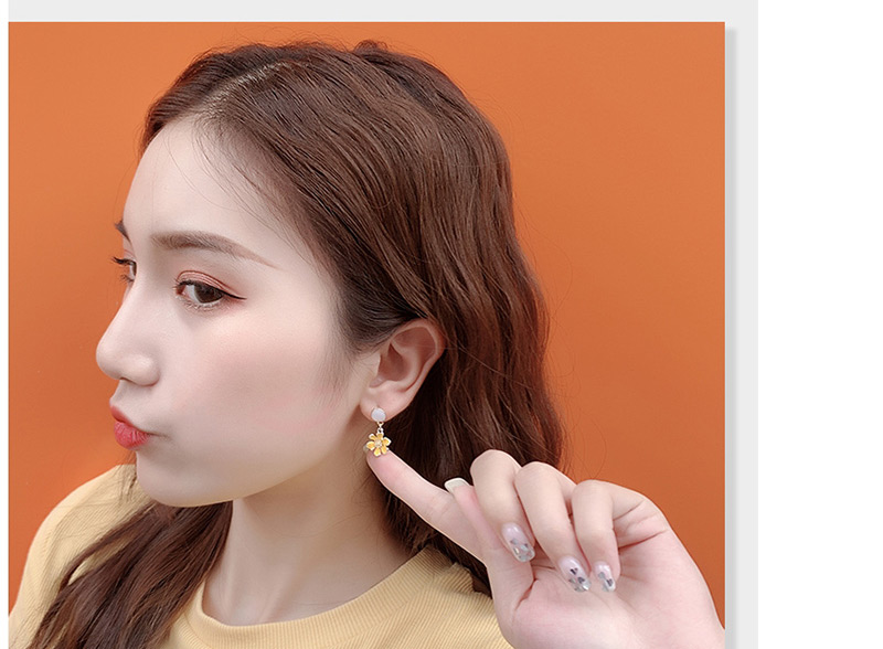 Fashion Yellow Flower  Silver Flower Earrings,Drop Earrings