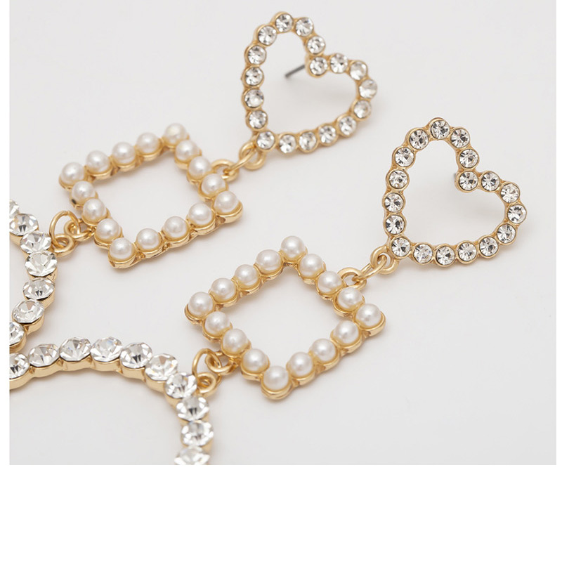 Fashion Gold Pearl-studded Geometric Stud Earrings,Drop Earrings