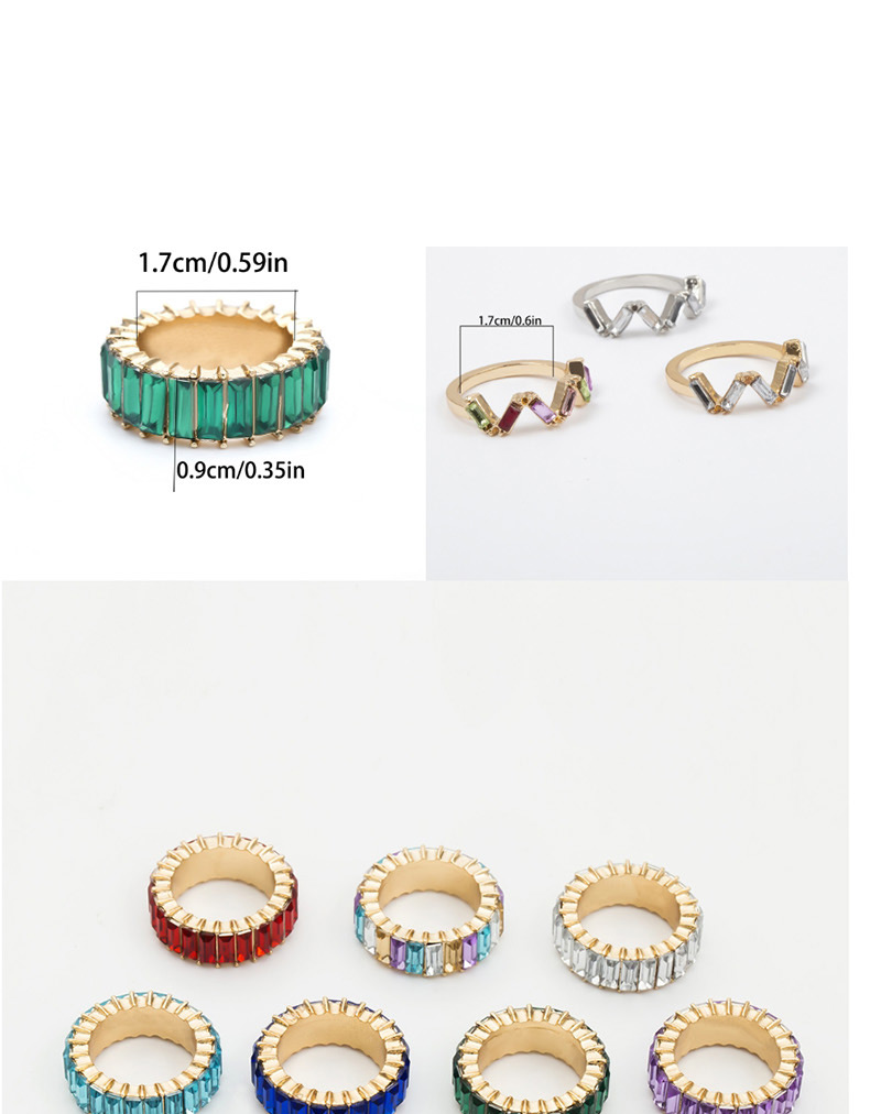 Fashion Gold Color Diamond W Shape Geometric Acrylic Square Zircon Ring,Fashion Rings