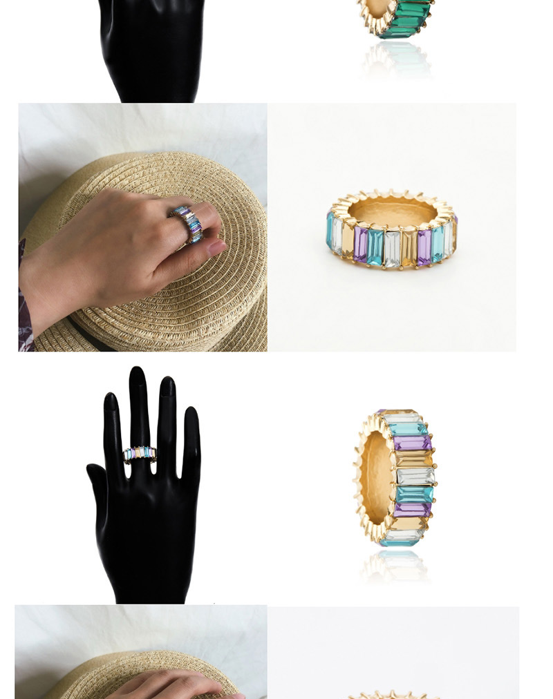 Fashion Transparent Color Geometric Acrylic Square Zircon Ring,Fashion Rings