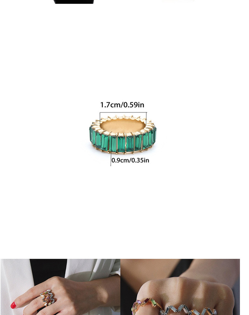 Fashion Green Geometric Acrylic Square Zircon Ring,Fashion Rings