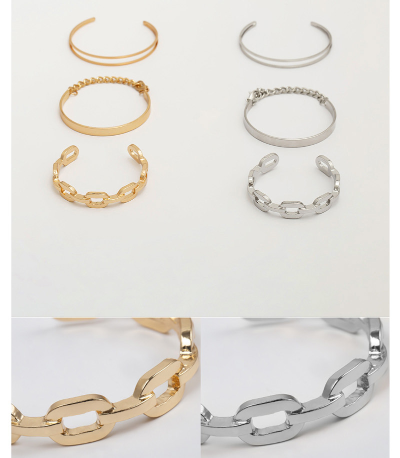 Fashion Golden Suit Metal Geometric Chain Bracelet Set,Fashion Bangles