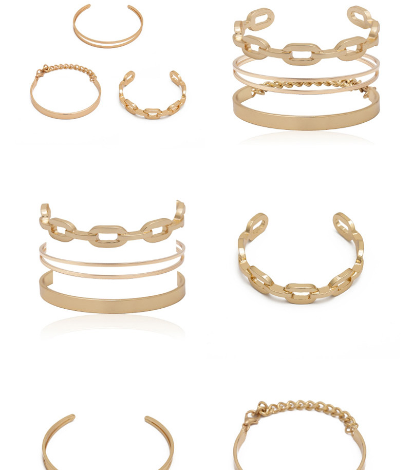 Fashion Golden Suit Metal Geometric Chain Bracelet Set,Fashion Bangles