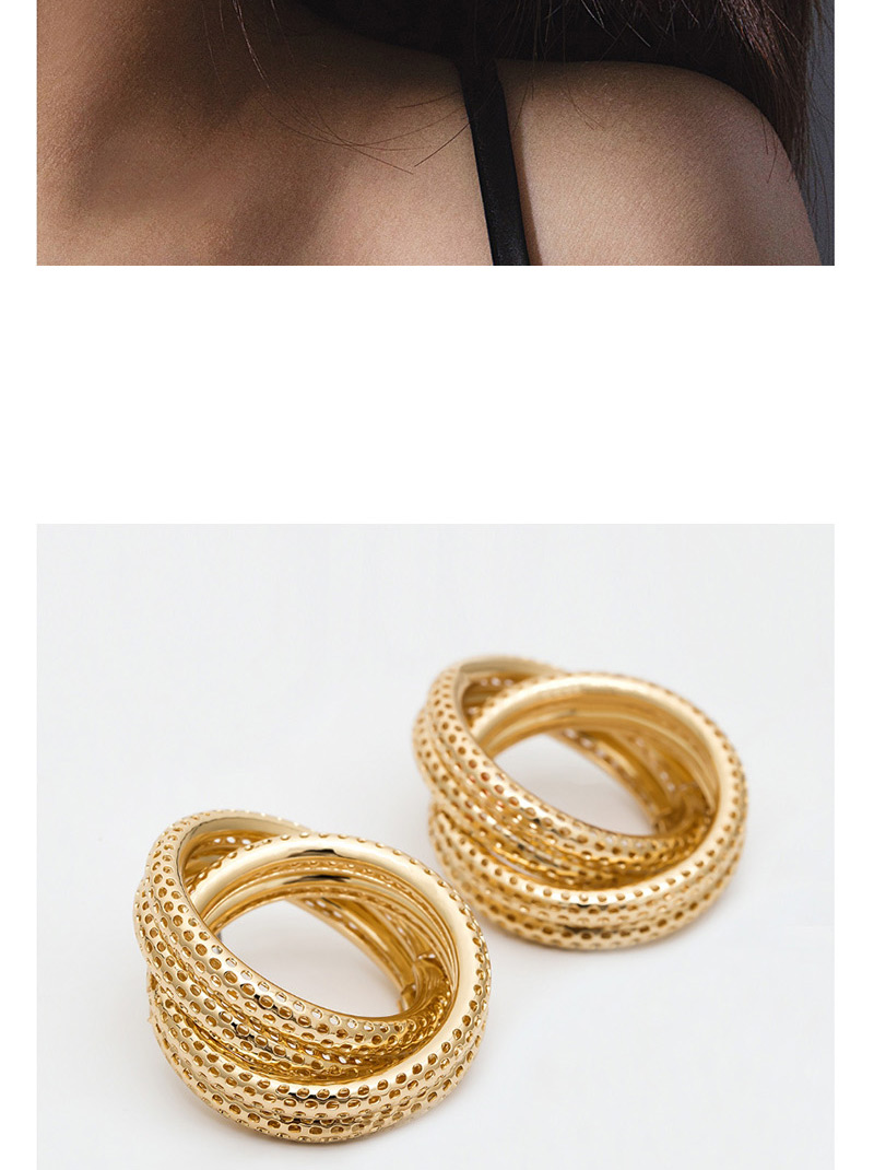 Fashion Gold Circle Hollow Geometric Pock Twisted Earrings,Stud Earrings