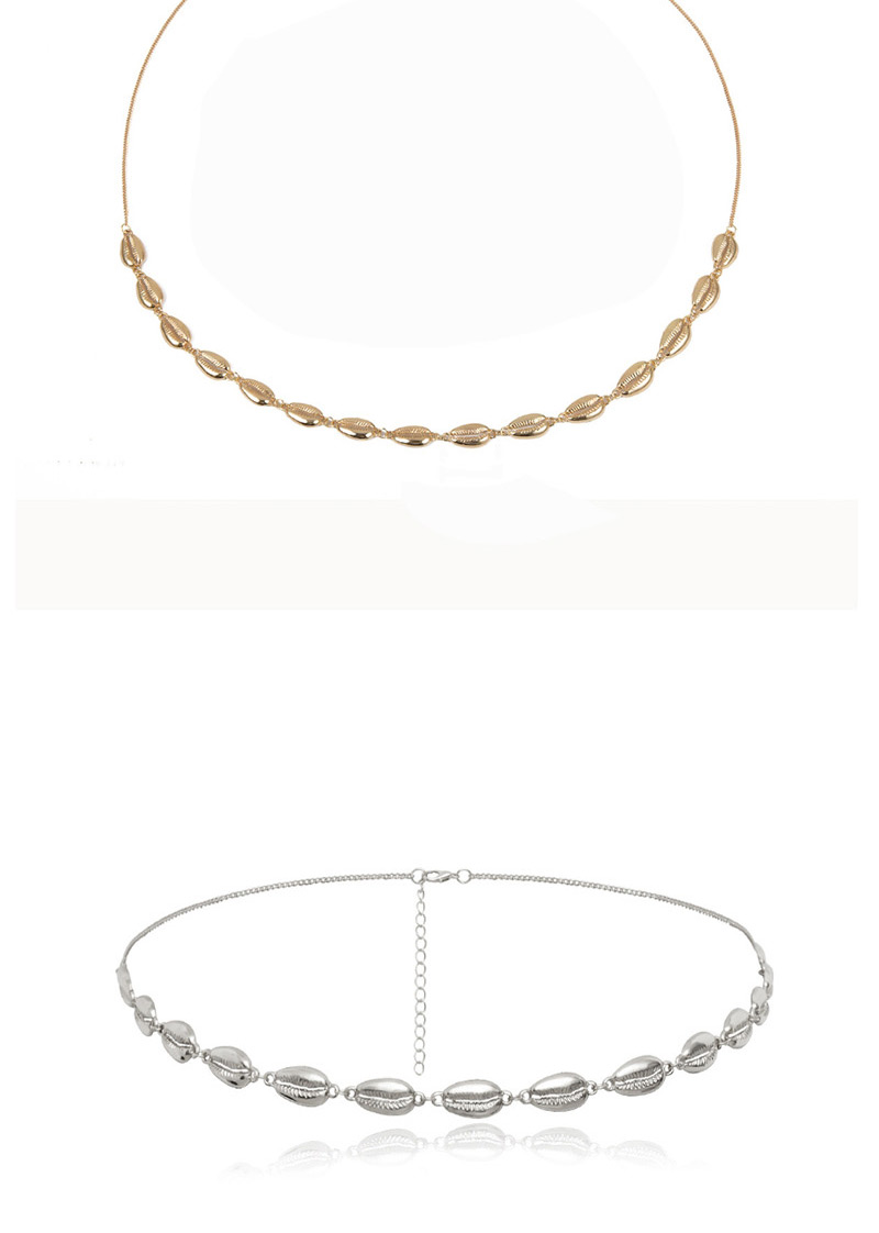Fashion White K Shell Single Layer Geometric Body Chain,Body Piercing Jewelry