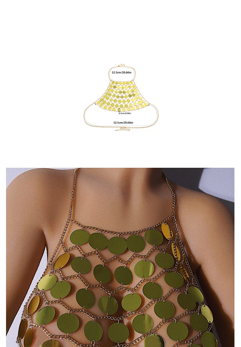 Fashion White K Wavy Chain Multi-layer Geometric Round Sequins Body Chain,Body Piercing Jewelry