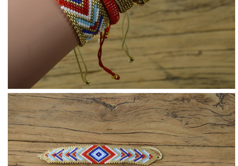 Fashion Gold Geometric Rivet Shell Rice Beads Woven Bracelet,Beaded Bracelet