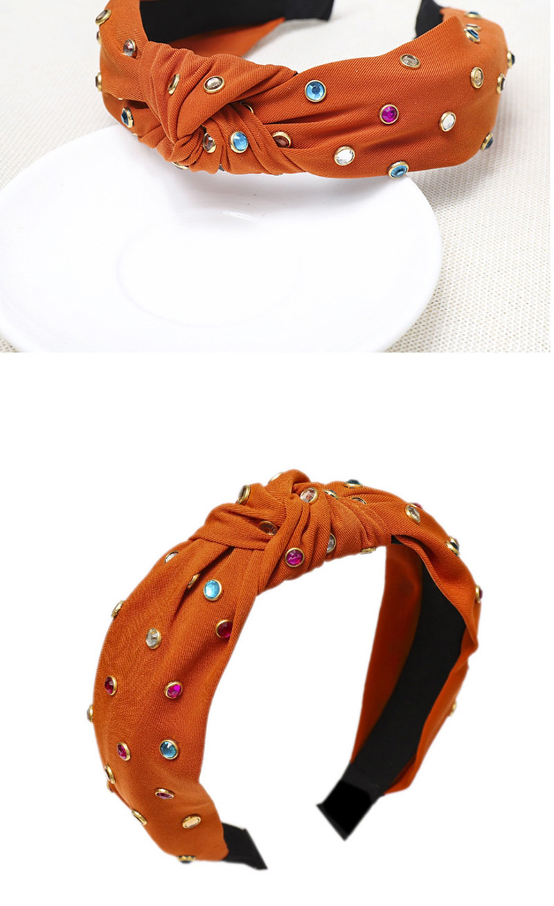 Fashion Orange Cloth Knotted Color Diamond Headband,Head Band