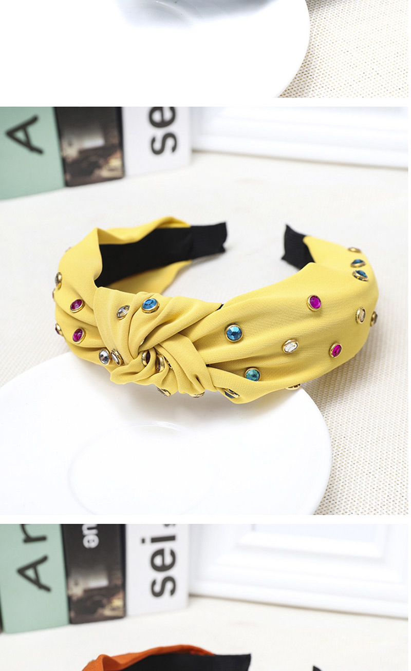 Fashion Yellow Cloth Knotted Color Diamond Headband,Head Band