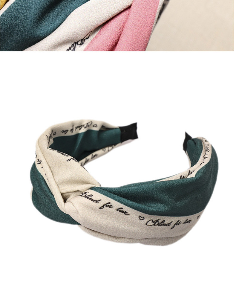 Fashion Pink Letter Color Matching Wide Side Knotted Headband,Head Band