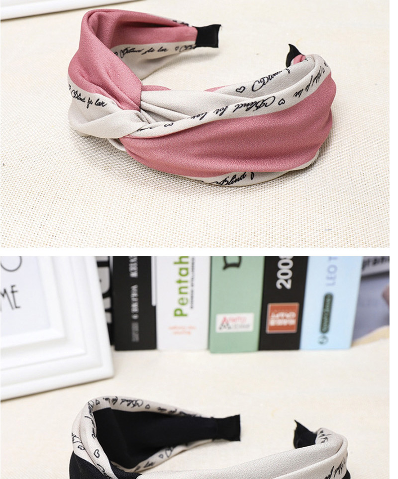 Fashion Black Letter Color Matching Wide Side Knotted Headband,Head Band