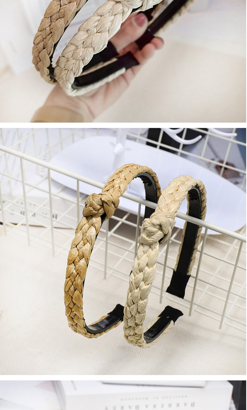 Fashion Creamy-white Woven Twist Thin Side Belt Tooth Rafah Hair Band,Hair Ribbons