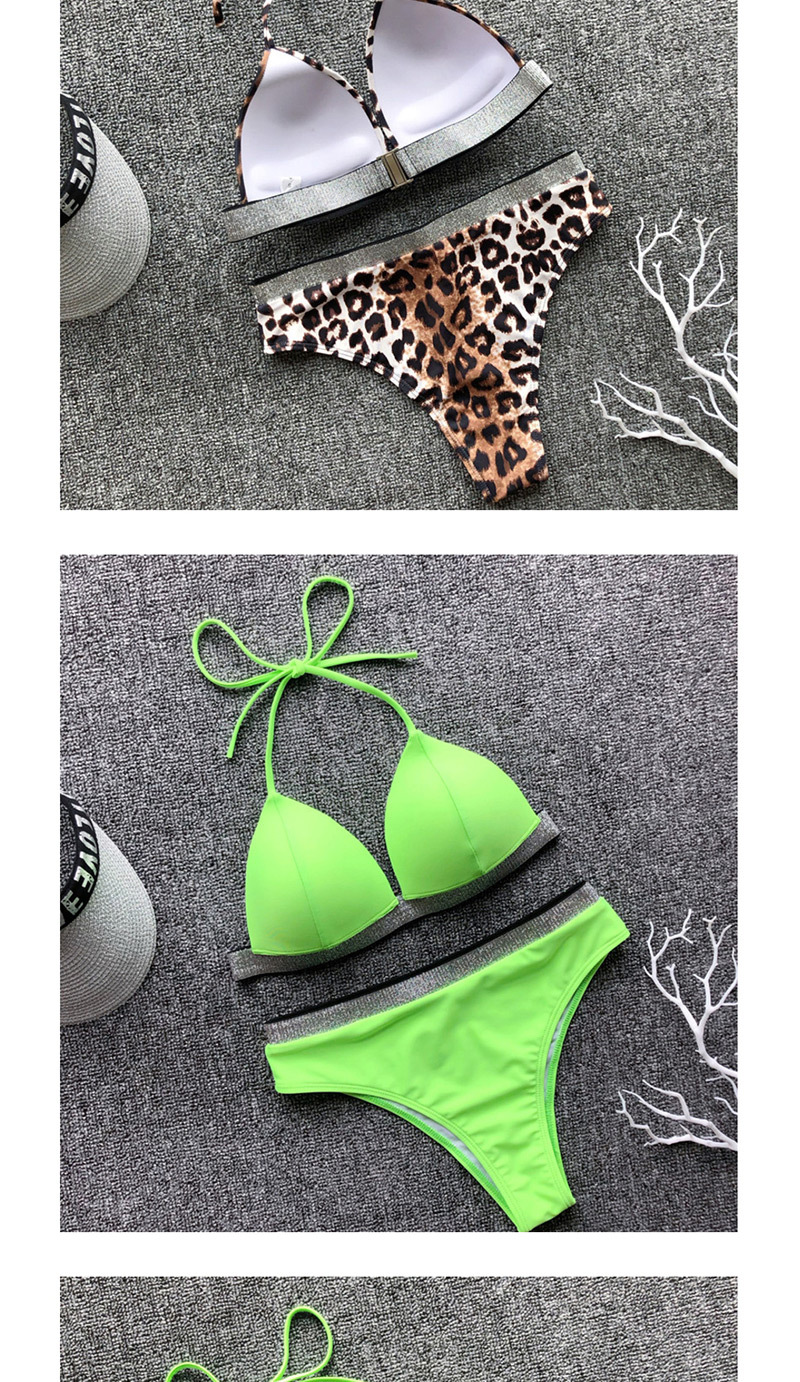 Fashion Fluorescent Green Flash Bandage Halter High Waist Bikini,Bikini Sets