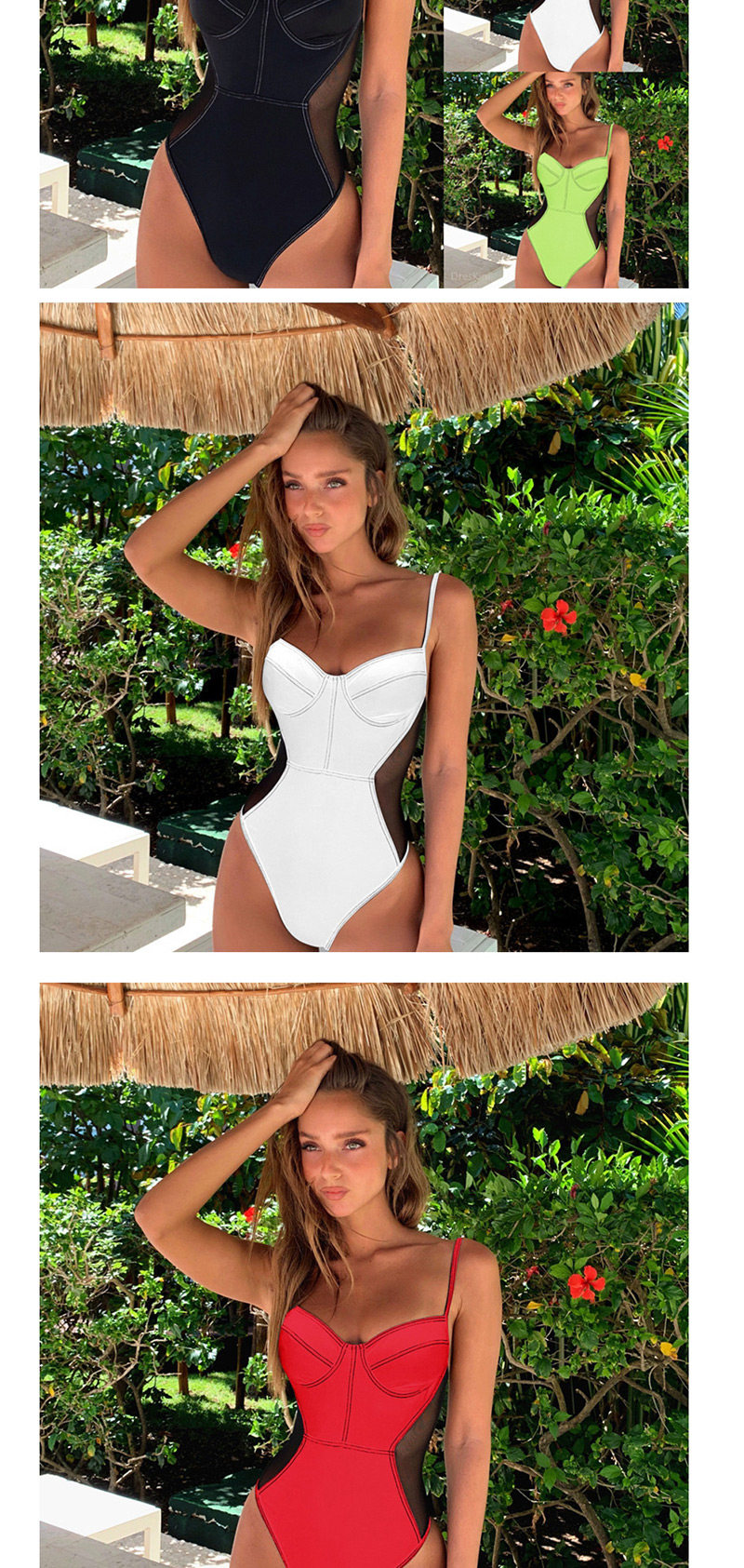 Fashion Brown Mesh One-piece Swimsuit,One Pieces