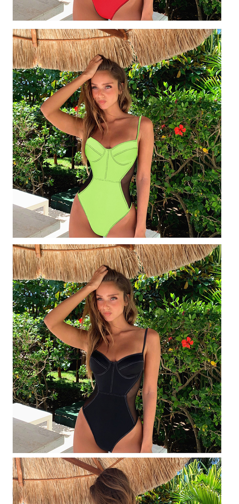 Fashion Yellow Mesh One-piece Swimsuit,One Pieces