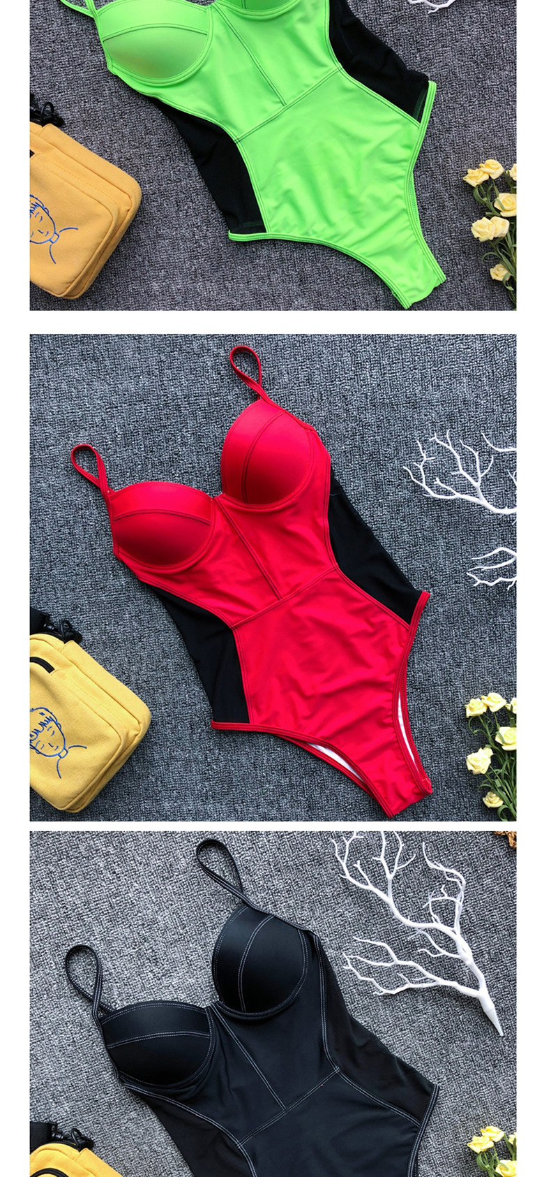 Fashion Red Mesh One-piece Swimsuit,One Pieces