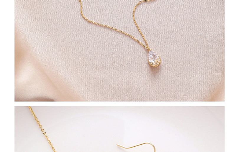 Fashion Gold Zircon Pierced Flower Earrings With Water Drops,Drop Earrings