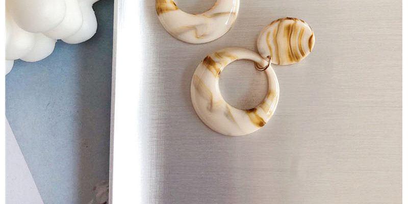 Fashion Wood Grain Geometric Acetate Plate Earrings,Drop Earrings