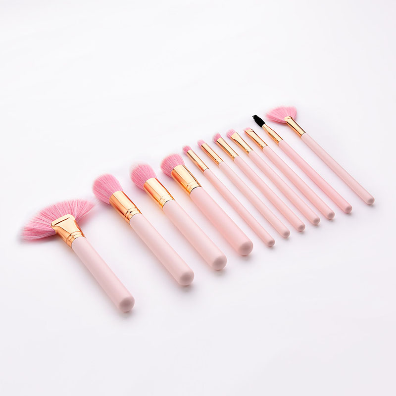 Fashion Pink Gold 11-piece Fan-shaped Makeup Brush,Beauty tools