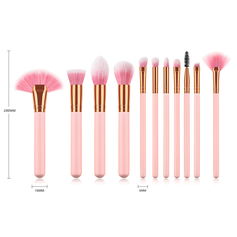 Fashion Pink Gold 11-piece Fan-shaped Makeup Brush,Beauty tools
