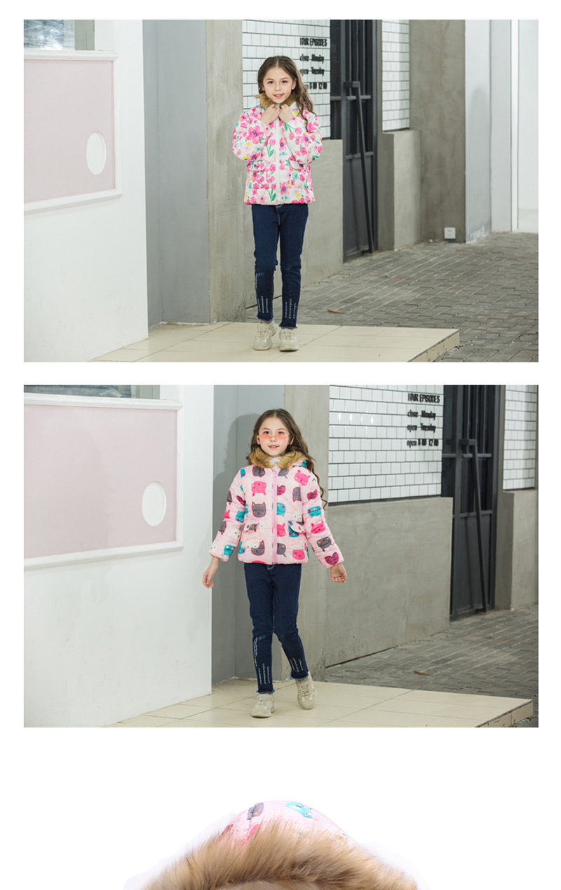Fashion Gray Plum Blossom Printed Hooded Children