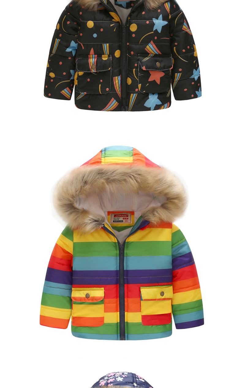 Fashion Striped Rainbow Printed Hooded Children