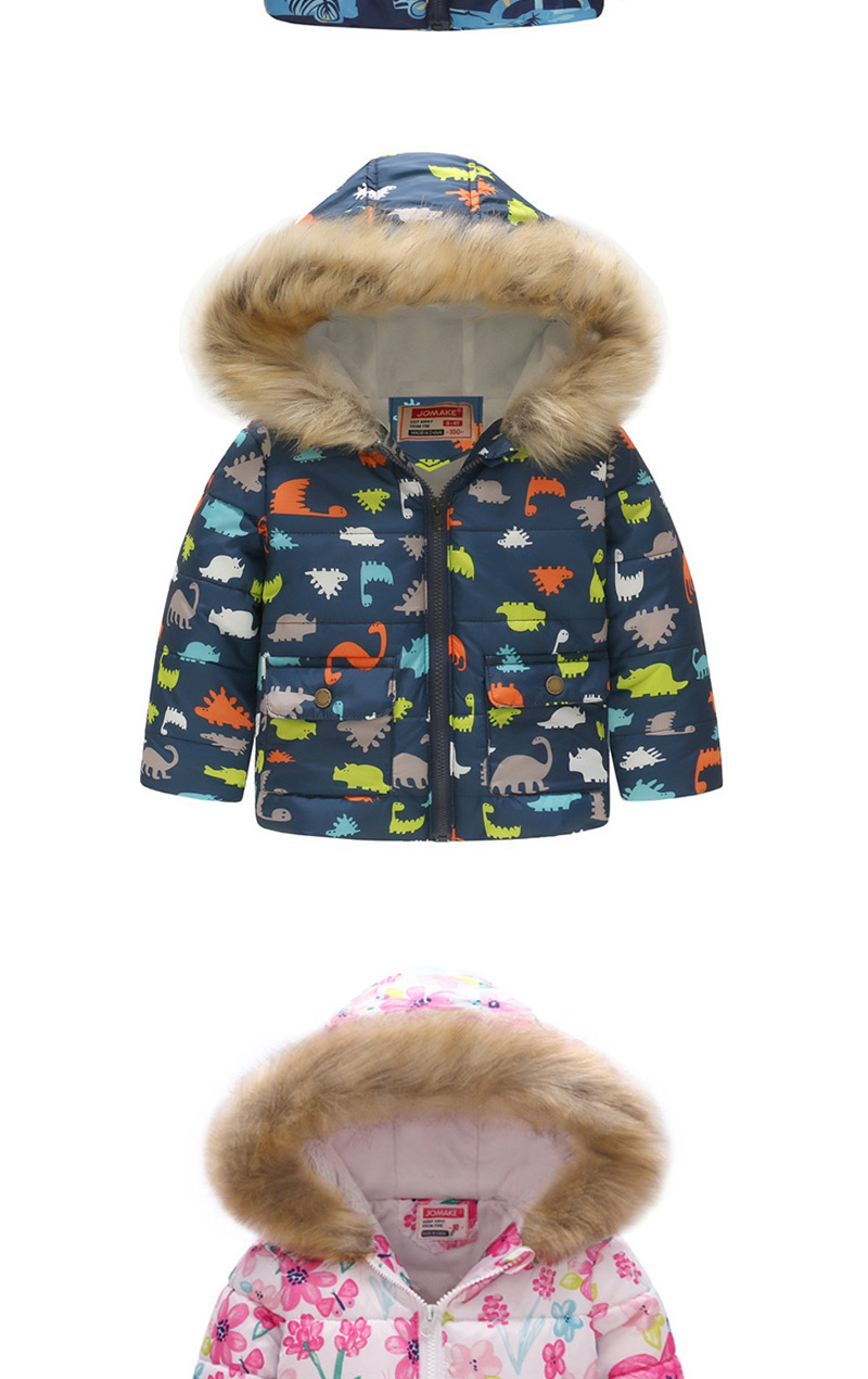 Fashion Blue-colored Car Printed Hooded Children