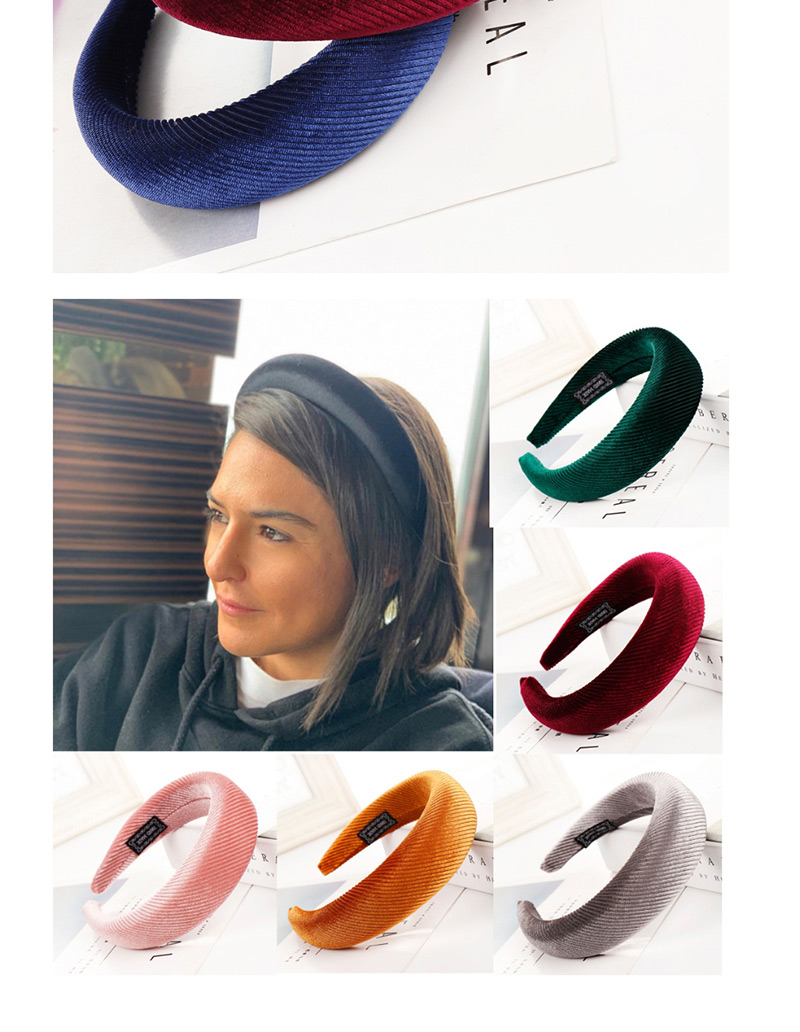 Fashion Gray Velvet Pumping Sponge Wide-brimmed Solid Color Headband,Head Band