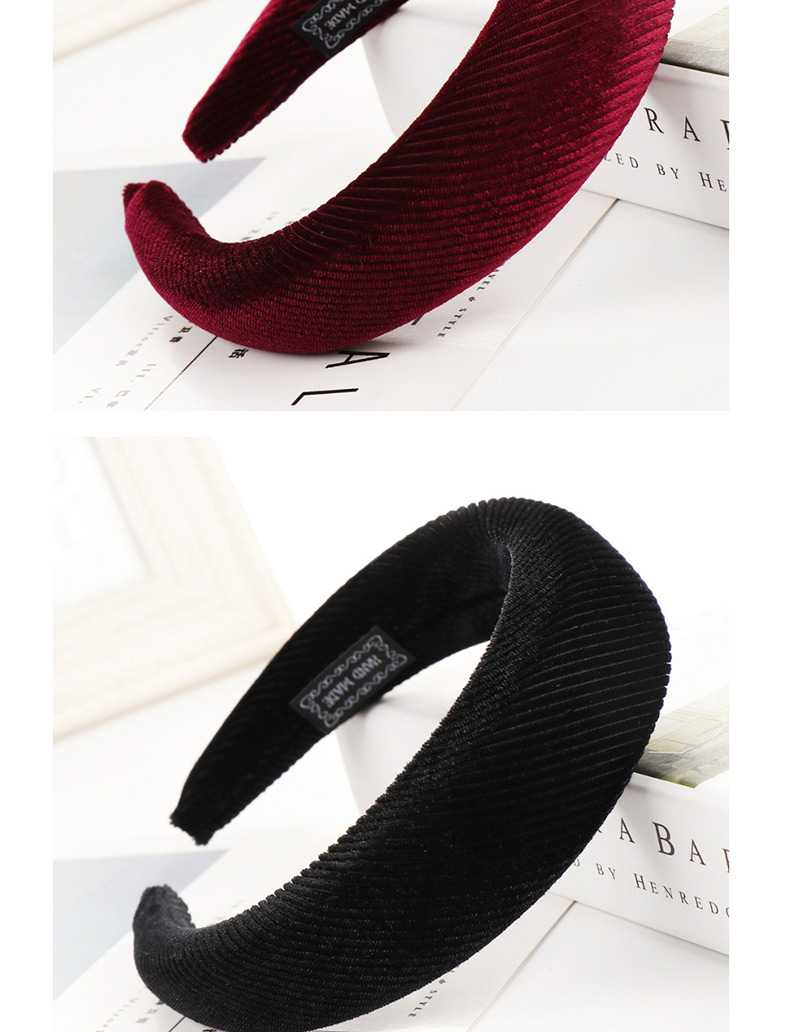Fashion Black Velvet Pumping Sponge Wide-brimmed Solid Color Headband,Head Band