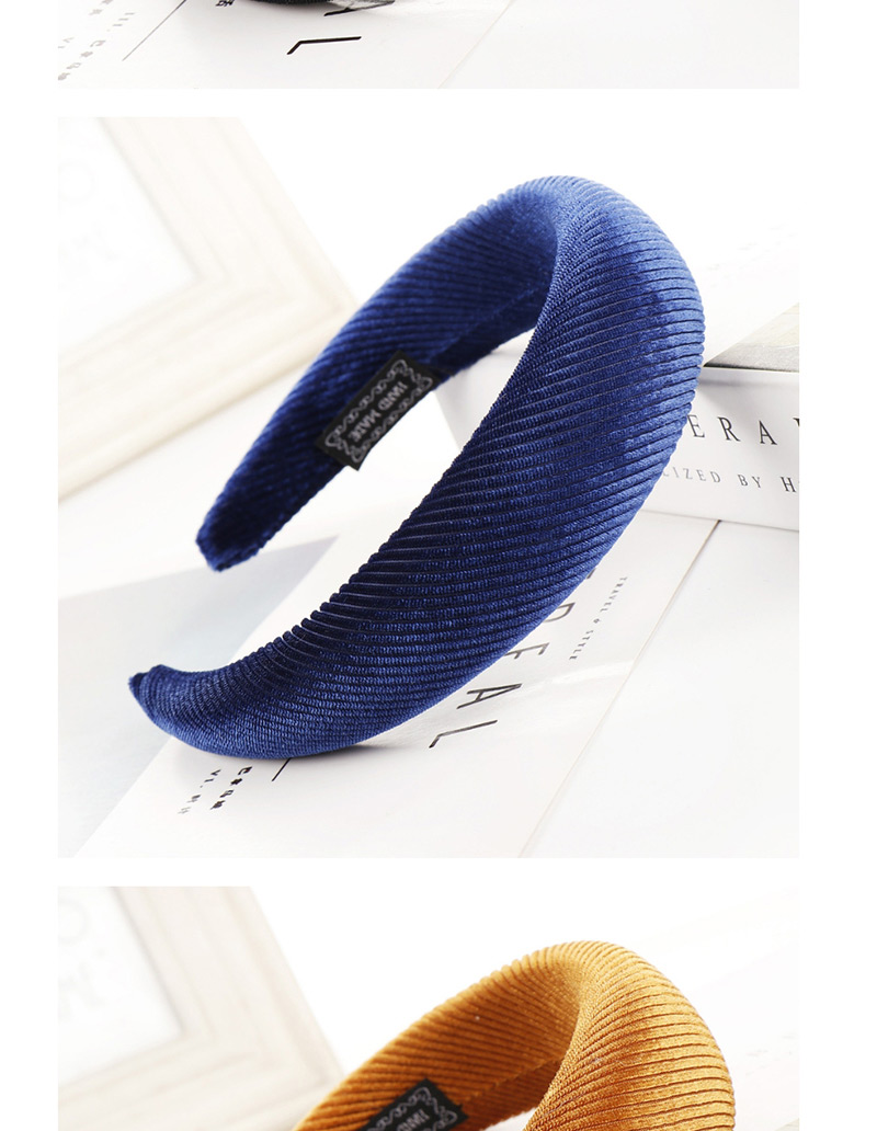 Fashion Black Velvet Pumping Sponge Wide-brimmed Solid Color Headband,Head Band