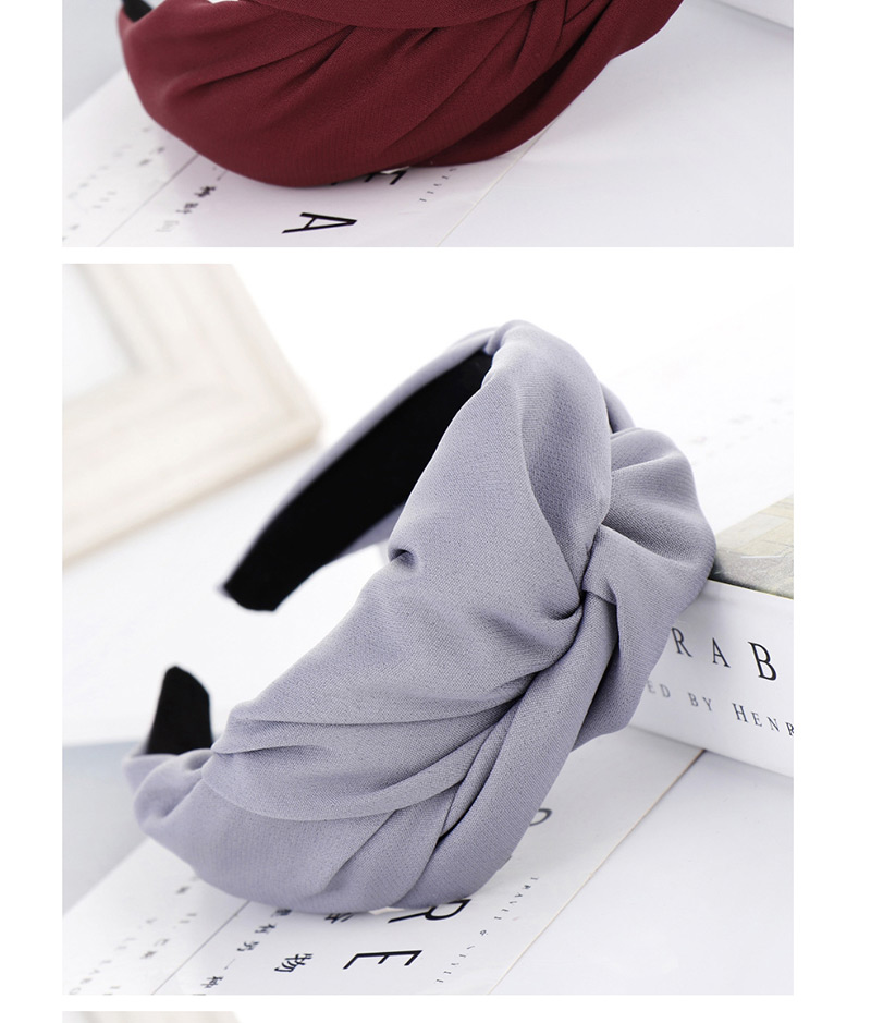 Fashion Gray Drum Bag Thick Knot Knotted Wide-brimmed Headband,Head Band