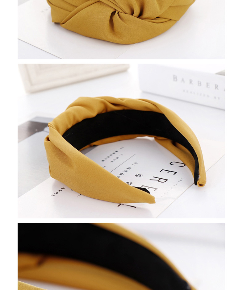 Fashion Yellow Drum Bag Thick Knot Knotted Wide-brimmed Headband,Head Band