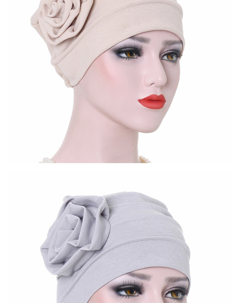 Fashion Gray Side Flower Turban Cap,Beanies&Others