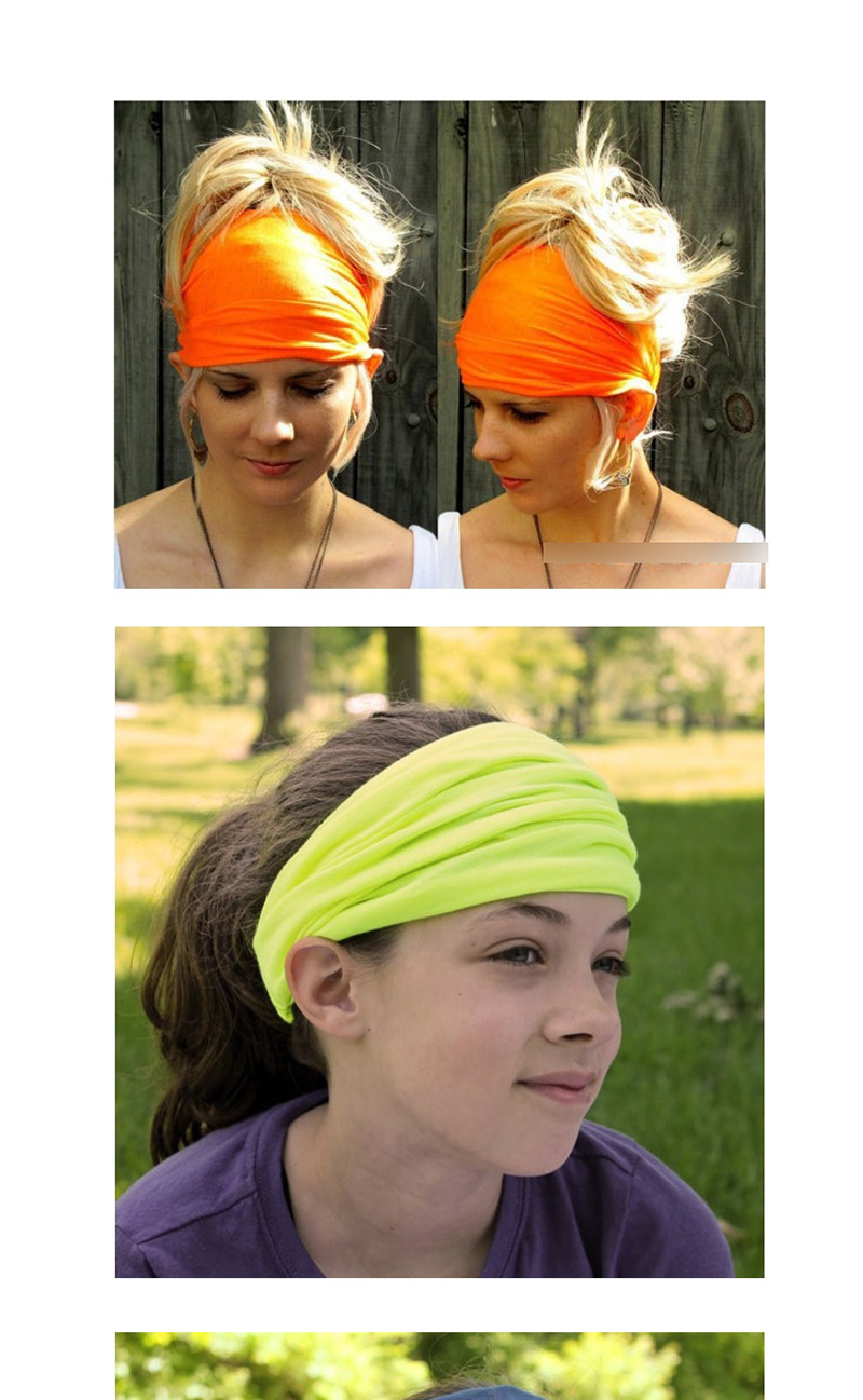 Fashion Khaki Solid Color Cotton Wide-brimmed Elastic Headband,Hair Ribbons