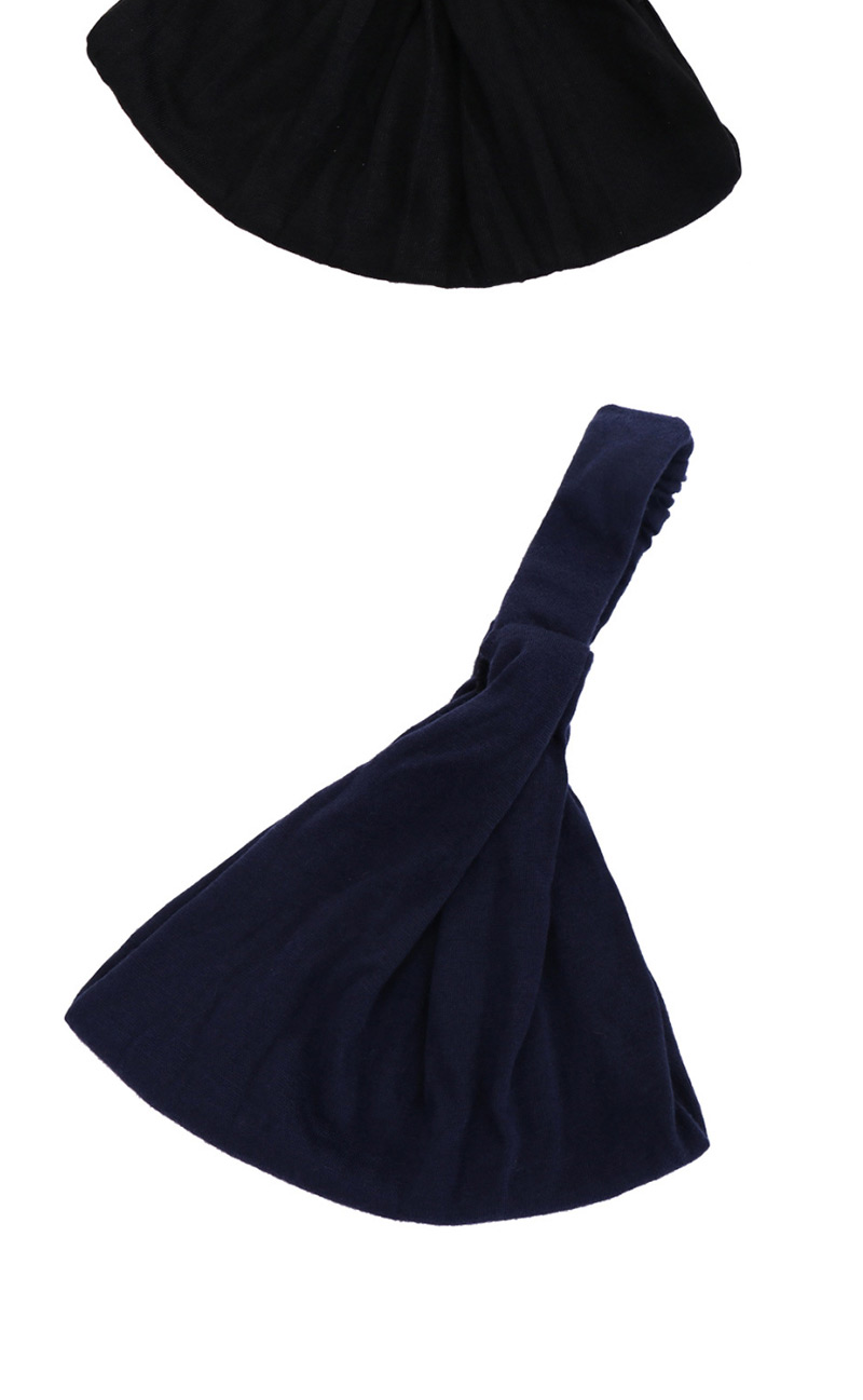 Fashion Navy Solid Color Cotton Wide-brimmed Elastic Headband,Hair Ribbons