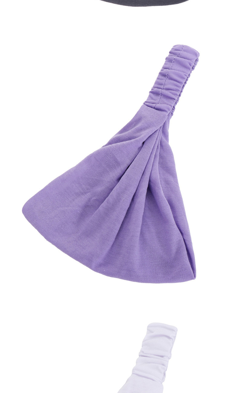 Fashion Toon Purple Solid Color Cotton Wide-brimmed Elastic Headband,Hair Ribbons