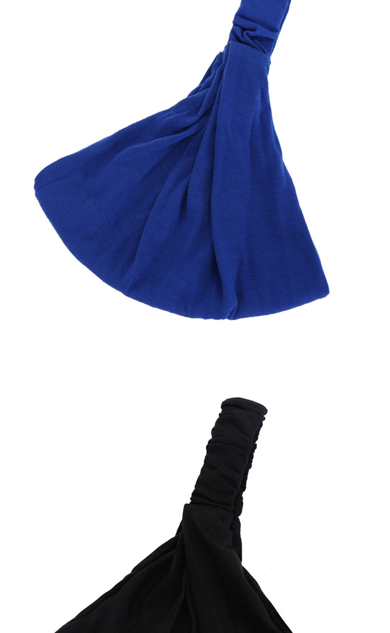 Fashion Lake Blue Solid Color Cotton Wide-brimmed Elastic Headband,Hair Ribbons