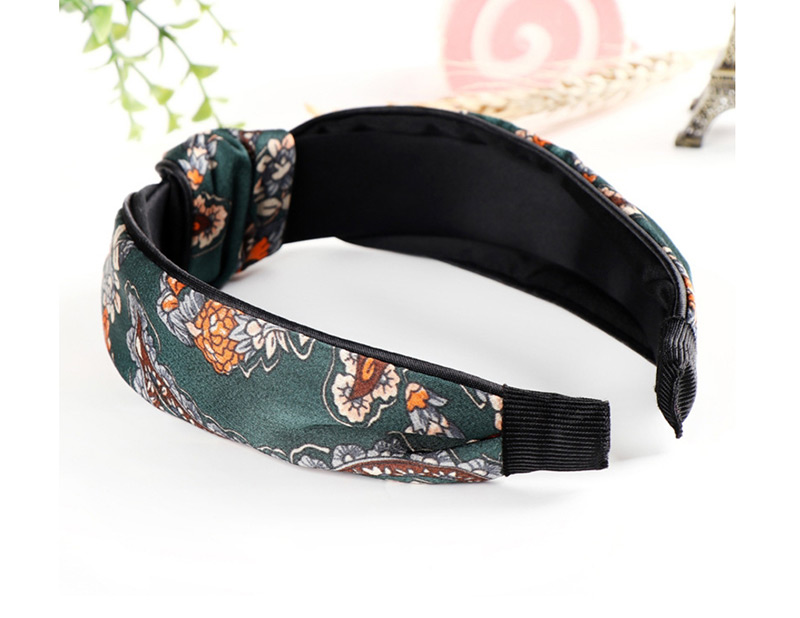 Fashion Black Flowers Cloth Wide-brimmed Plaid Knotted Small Bow Headband,Head Band