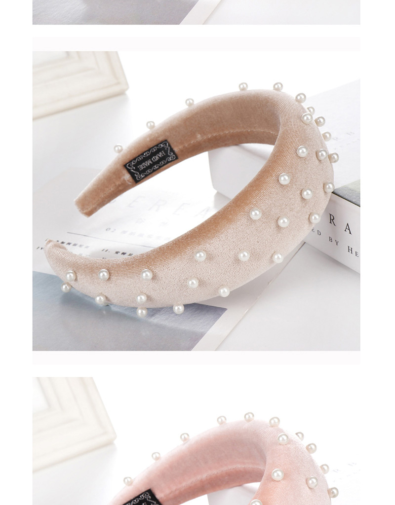 Fashion Dark Khaki Velvet Bead Sponge Ring Wide-brimmed Headband,Head Band