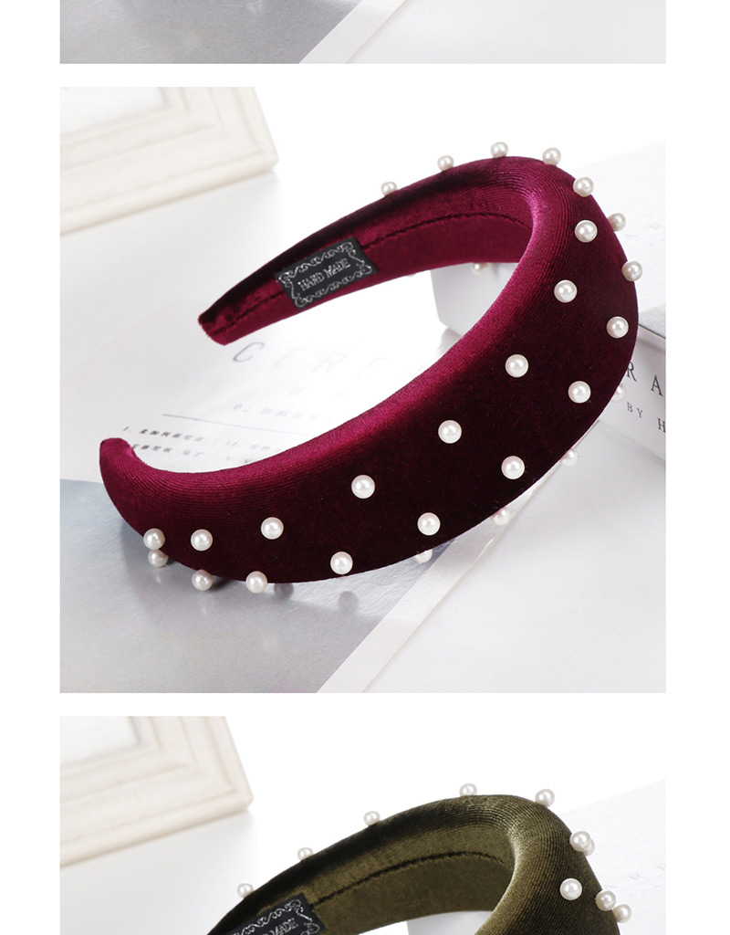 Fashion Pink Velvet Bead Sponge Ring Wide-brimmed Headband,Head Band
