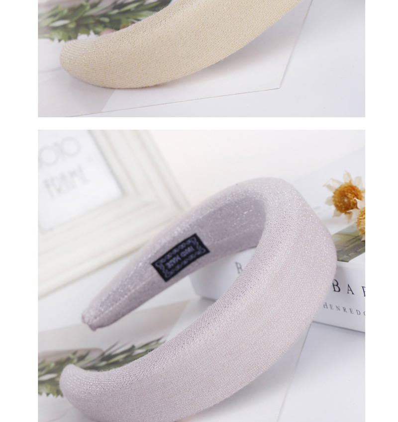 Fashion Beige Bright Silk Solid Color Sponge Headband,Head Band