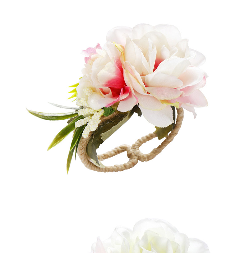 Fashion White + Powder Flower Woven Open Bracelet,Fashion Bangles