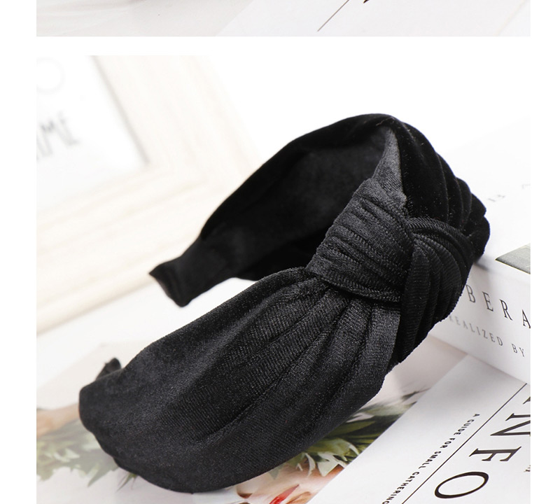 Fashion Black Knotted Gold Velvet Wide-brimmed Fabric Headband,Head Band
